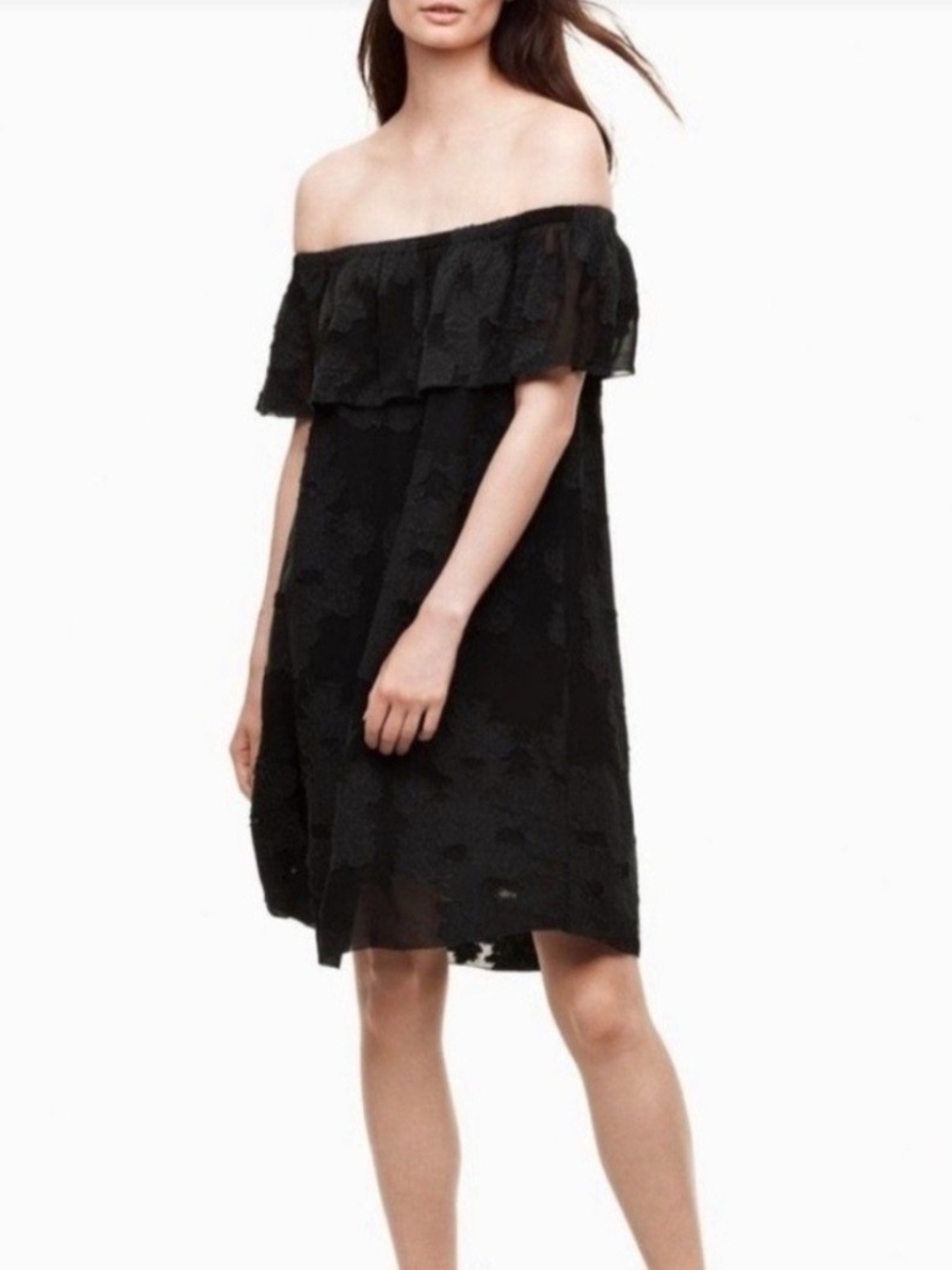 Wilfred Black One-Shoulder Ruffle Dress